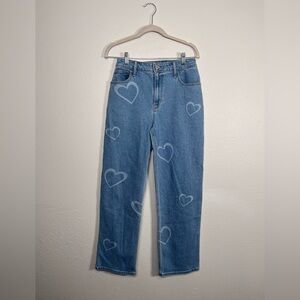 Hollister Blue Heart Print Ultra High-Rise Dad Jeans size 27
